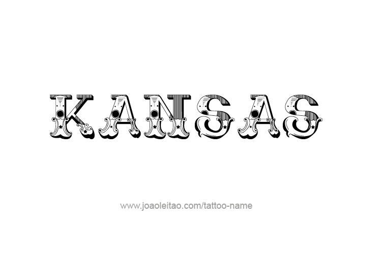 Tattoo Design USA State Name Kansas