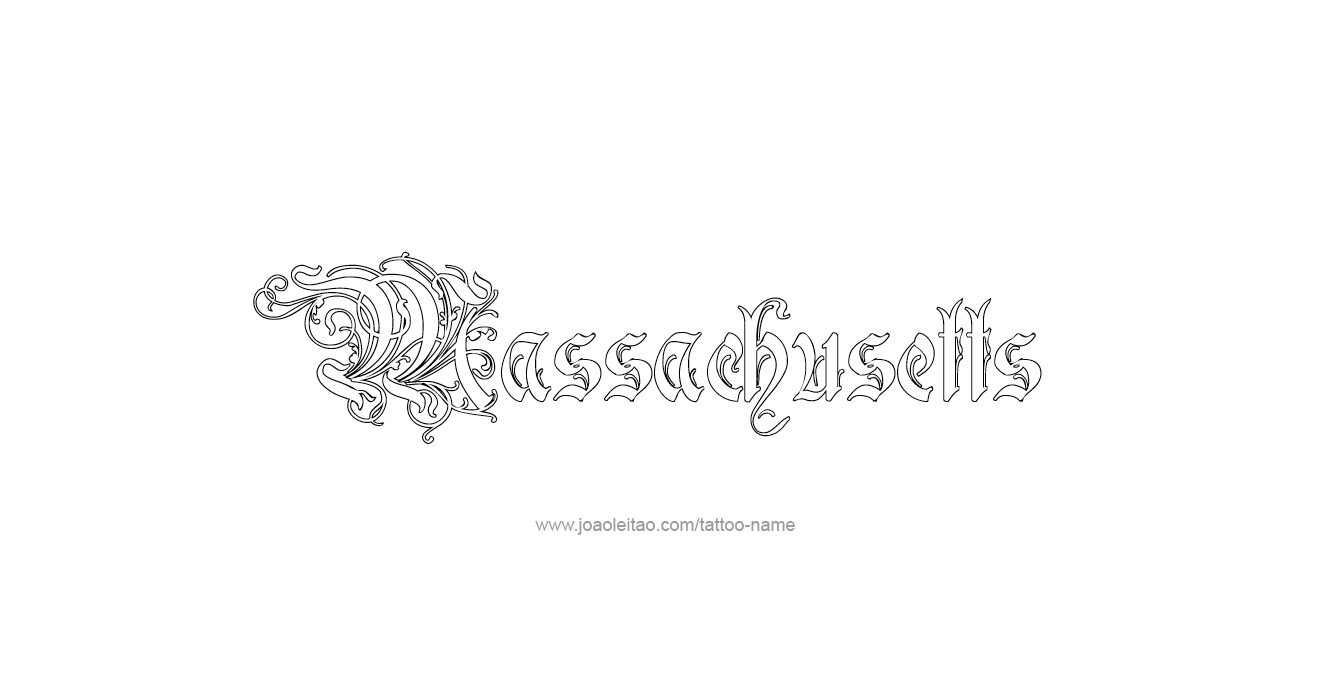 Tattoo Design USA State Name Massachusetts