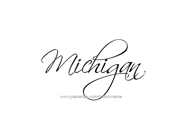 Tattoo Design USA State Name Michigan