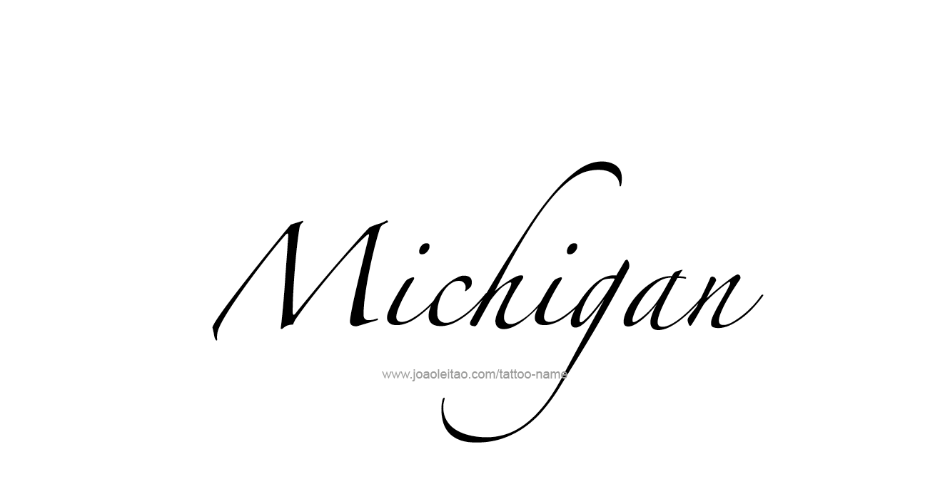 Tattoo Design USA State Name Michigan