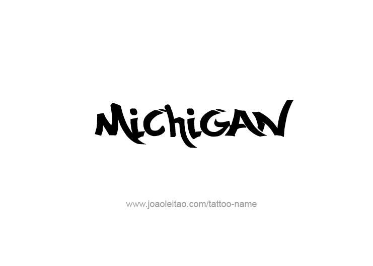 Tattoo Design USA State Name Michigan