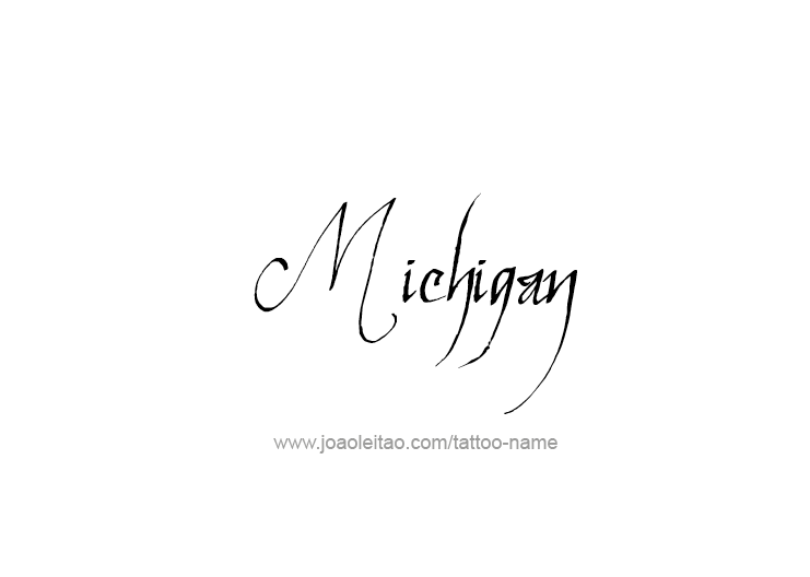 Tattoo Design USA State Name Michigan