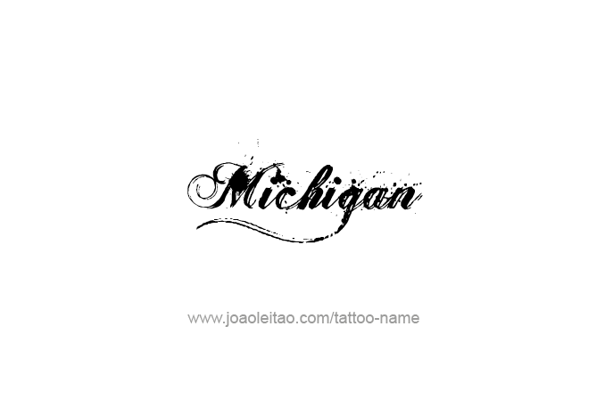 Tattoo Design USA State Name Michigan