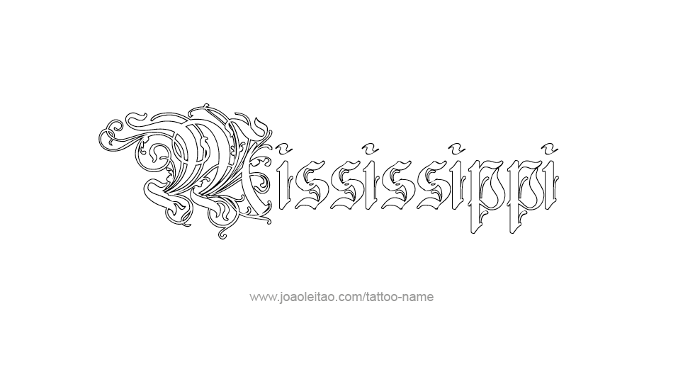 Tattoo Design USA State Name Mississippi