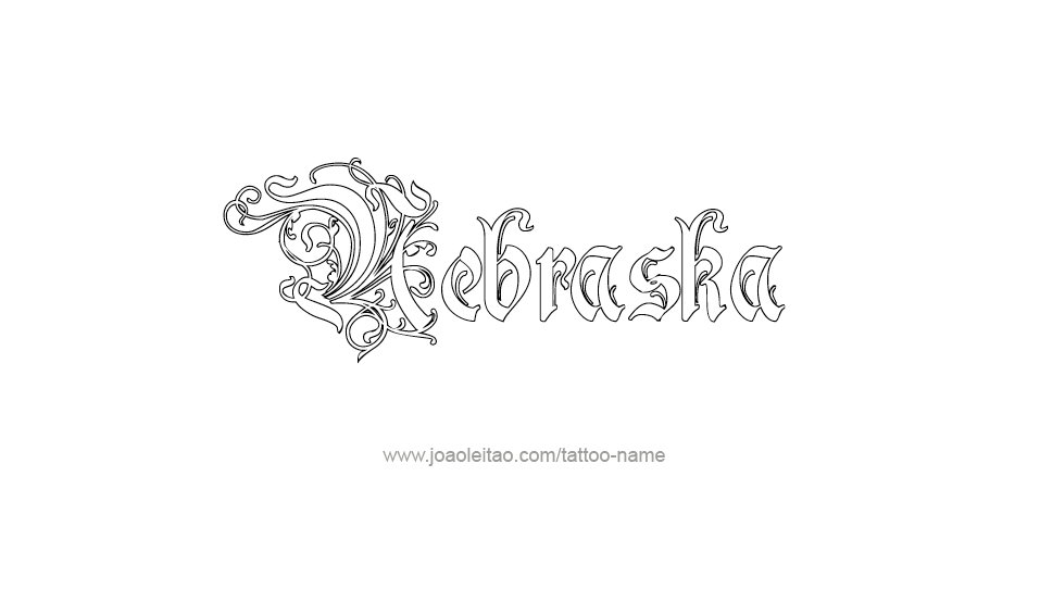 Tattoo Design USA State Name Nebraska