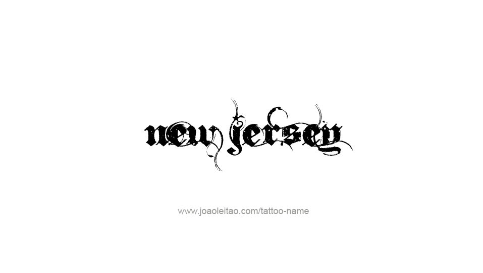 Tattoo Design USA State Name New Jersey