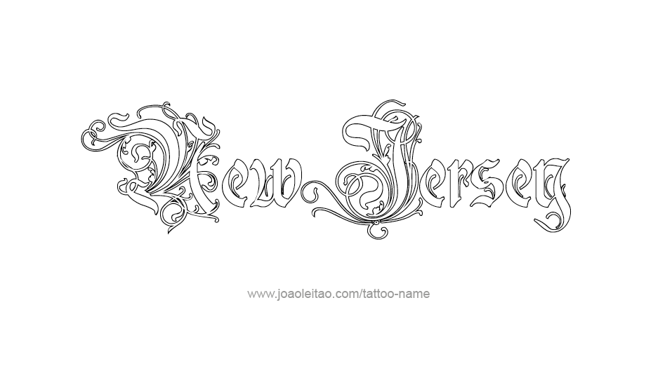 Tattoo Design USA State Name New Jersey