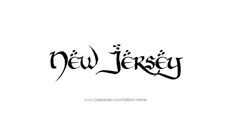 Tattoo Design USA State Name New Jersey