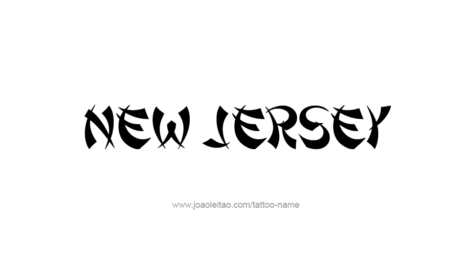 Tattoo Design USA State Name New Jersey