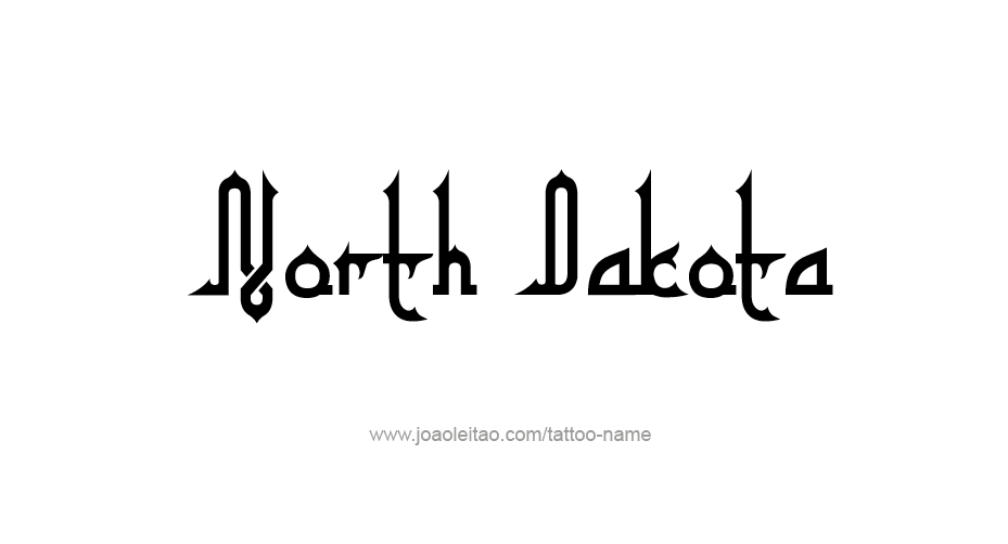 Tattoo Design USA State Name North Dakota