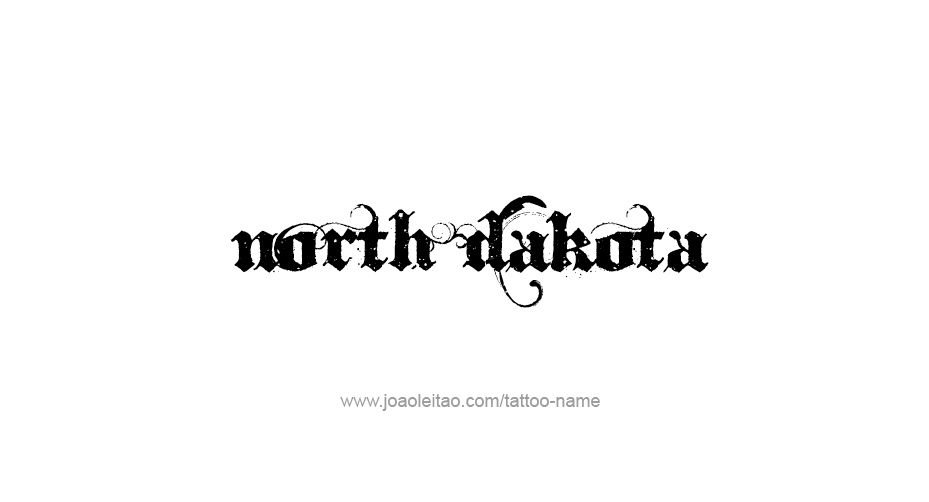 Tattoo Design USA State Name North Dakota