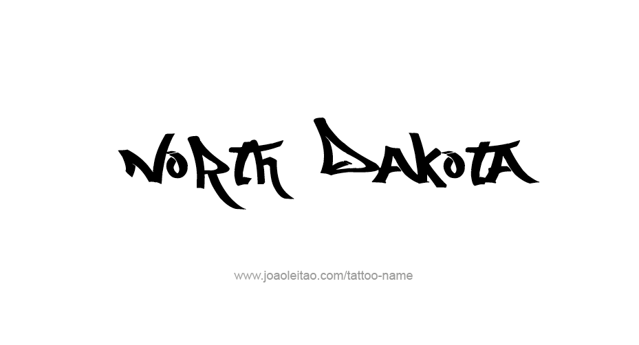 Tattoo Design USA State Name North Dakota