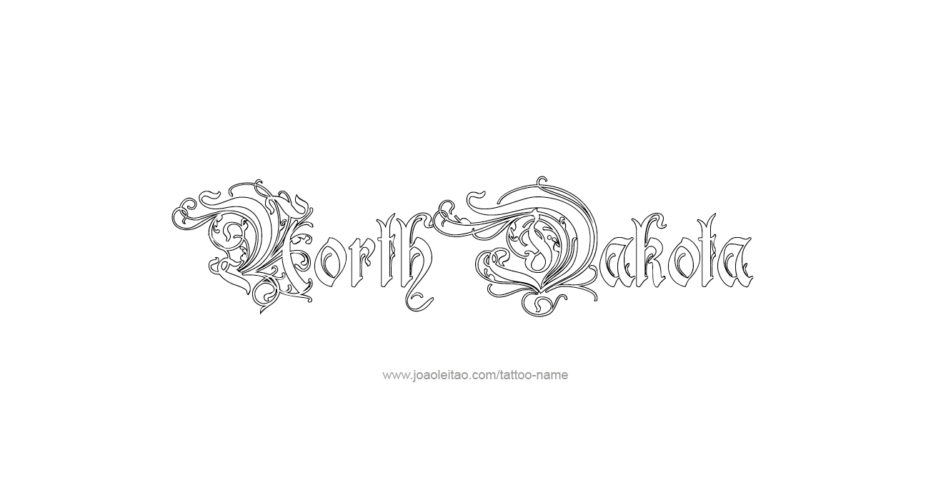 Tattoo Design USA State Name North Dakota