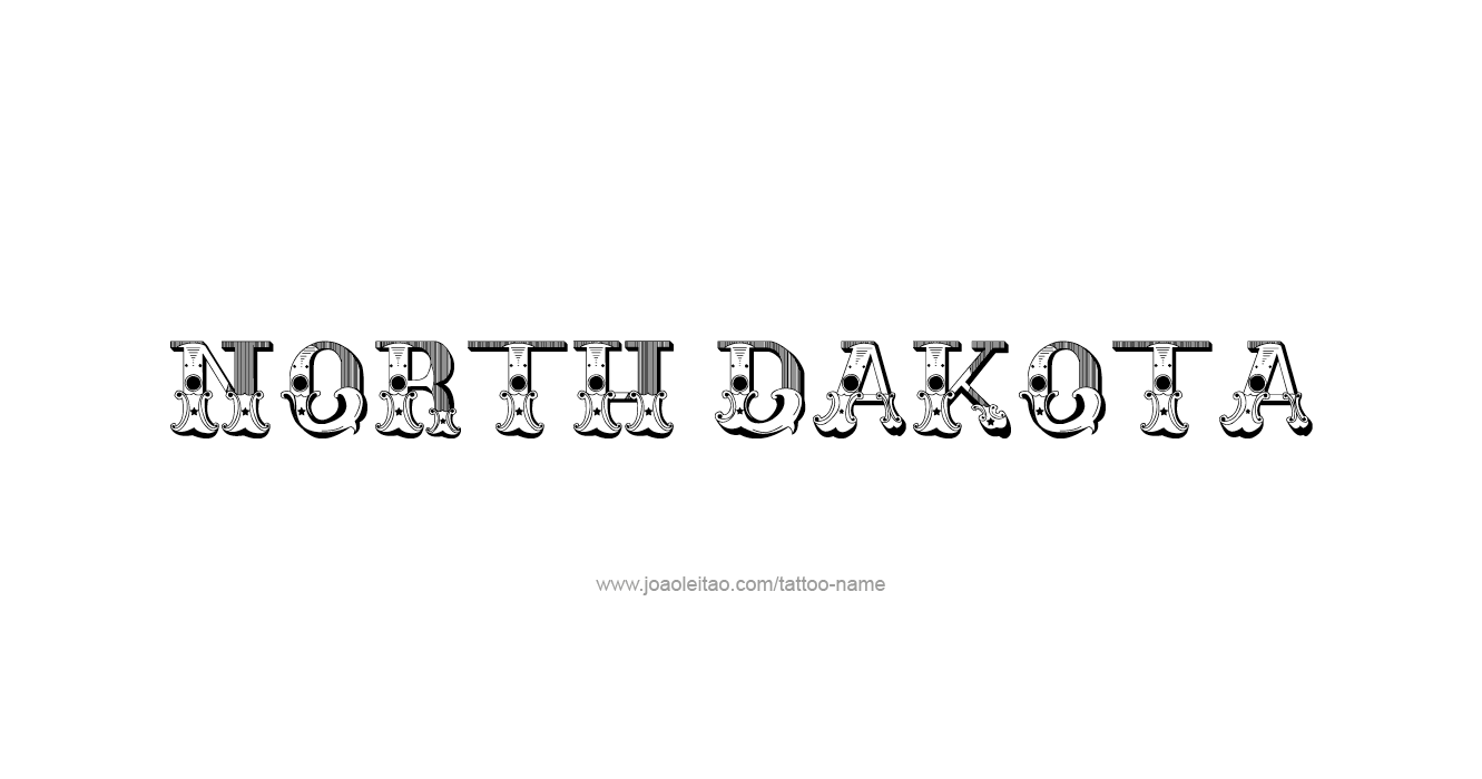 Tattoo Design USA State Name North Dakota