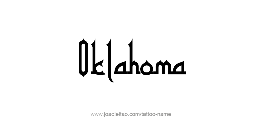 Tattoo Design USA State Name Oklahoma