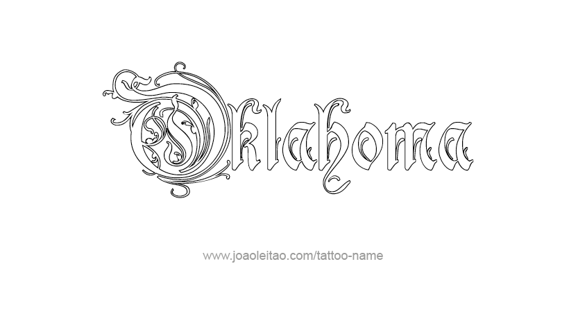 Tattoo Design USA State Name Oklahoma