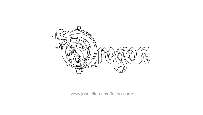 Tattoo Design USA State Name Oregon