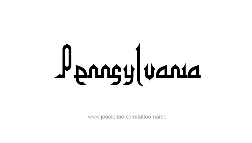 Tattoo Design USA State Name Pennsylvania