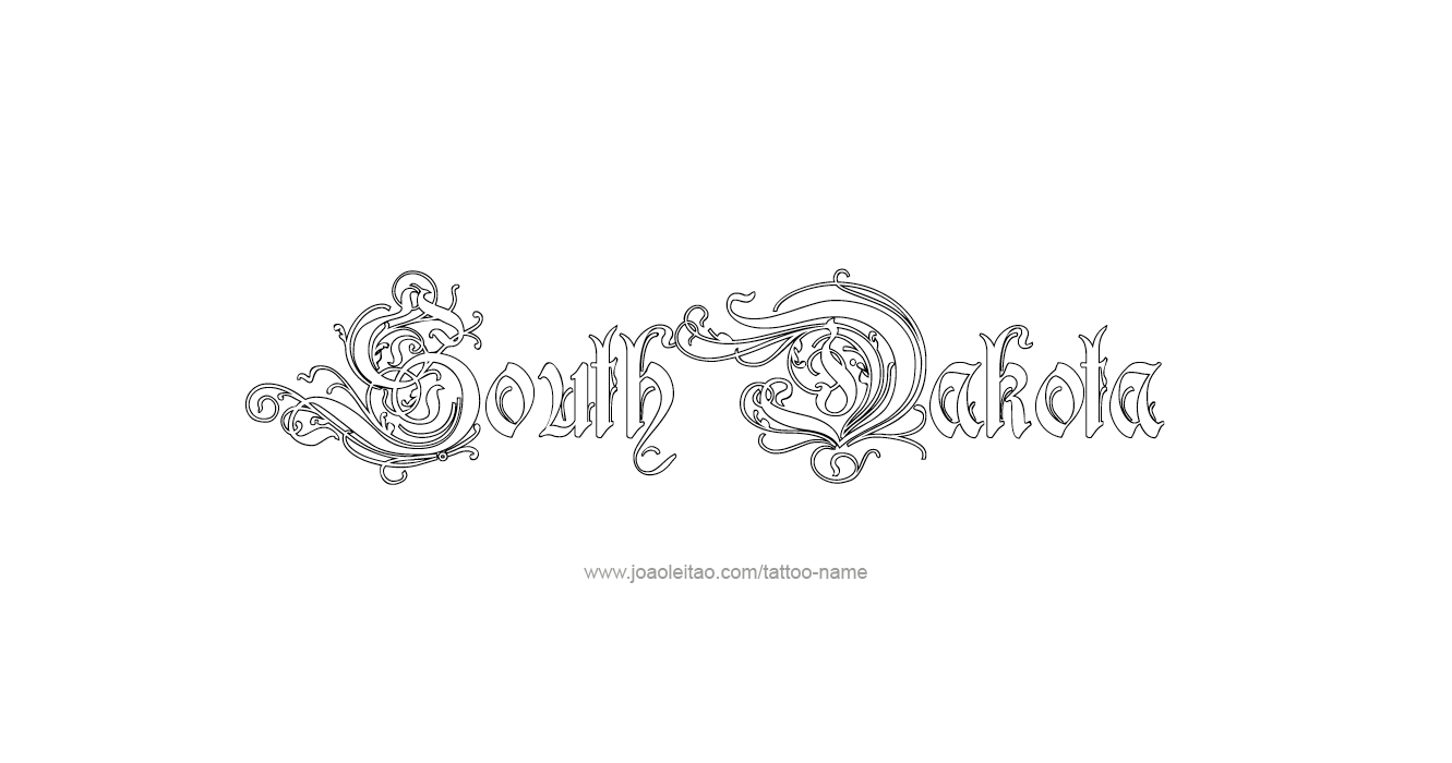 Tattoo Design USA State Name South Dakota