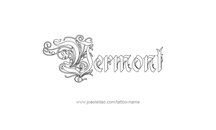 Tattoo Design USA State Name Vermont