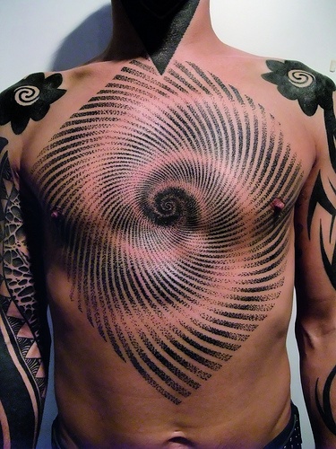 Chest Tattoo for Men - Spiral Tattoo Design Ideas, armband tattoo