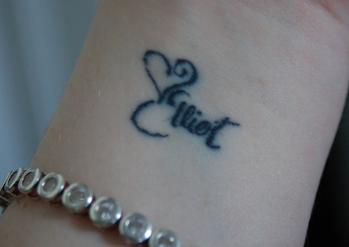 Female Wrist Tattoo - Inner Wrist Name Tattoo Design