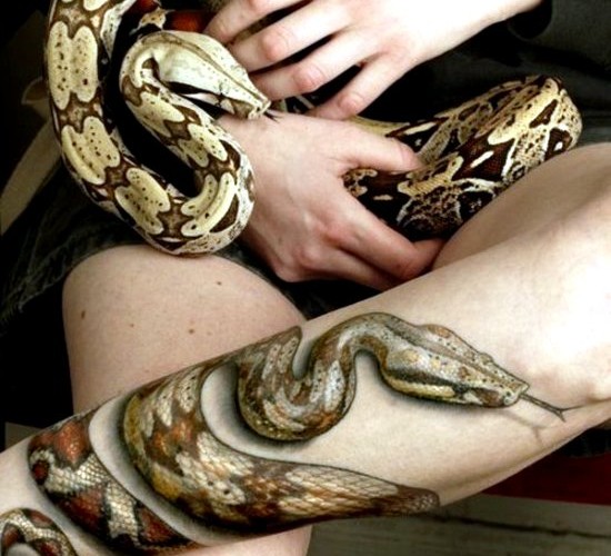 Calves Tattoo for Men - Snake Calf and Leg Tattoo Design Ideas