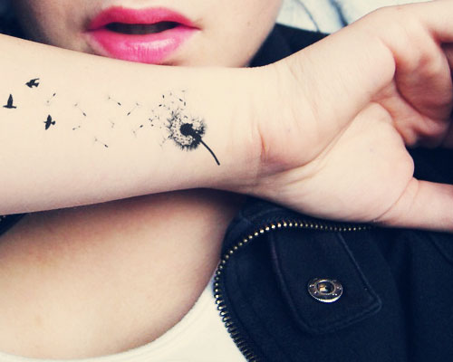 Female Wrist Tattoo - Side Wrist Tattoo Design with Dandelion