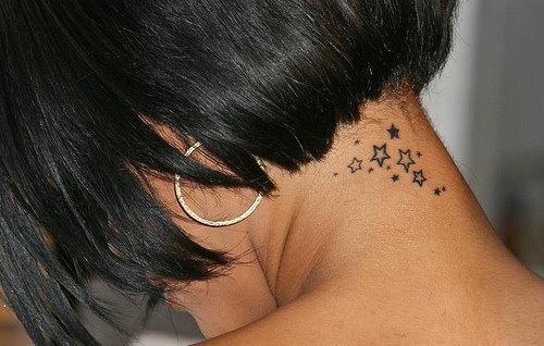 Upper Back Tattoo Stars Design