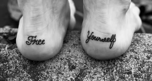 Heel name tattoo foot design for men and women