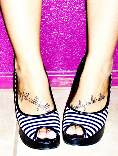 Tattoo design Matching quotes tattoo on foot