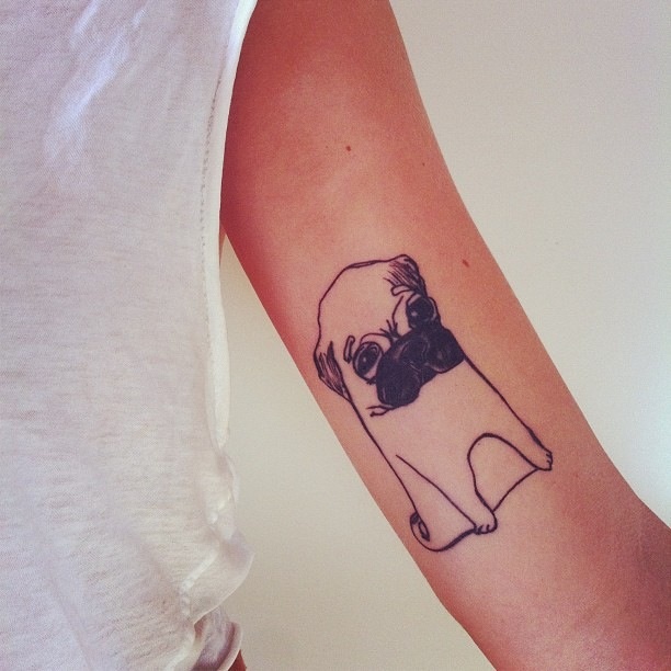 Dog pug tattoo designs - dog lovers arm tattoo idea