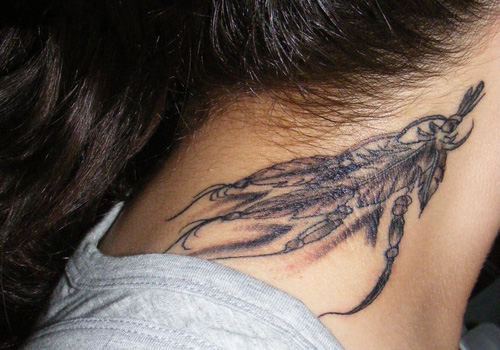 Feather neck tattoo designs