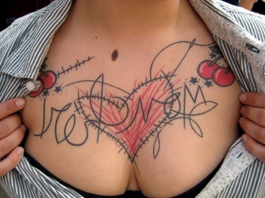 Name tattoo design on chest for female