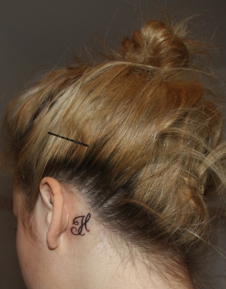 Left ear name tattoo design for female