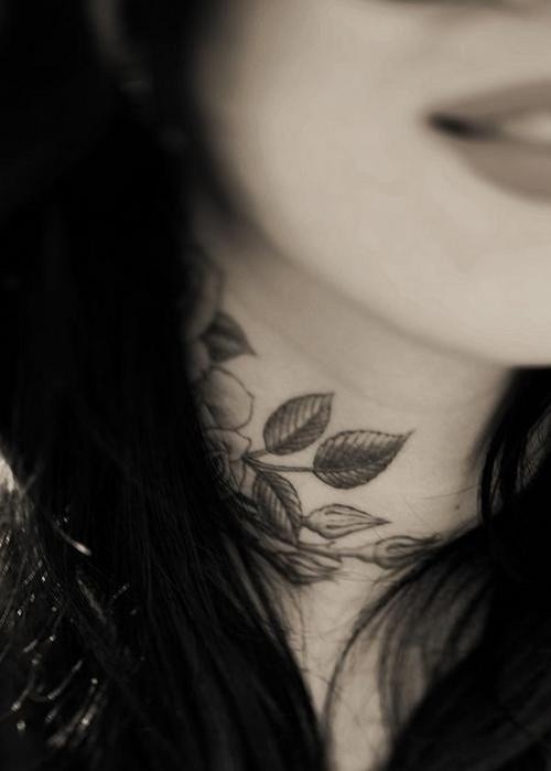 Flower neck tattoo design idea for women
