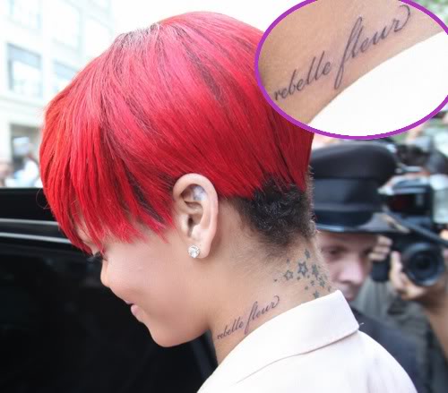 Rihanna neck tattoo designs ideas