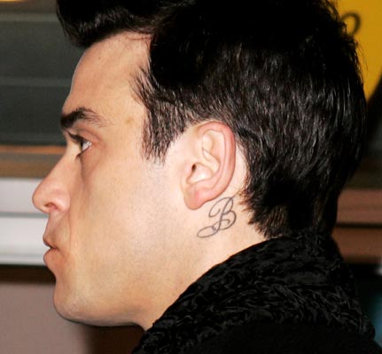 Name tattoo behind ear for men
