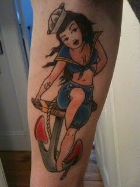 Pin-up arm tattoo ideas for men