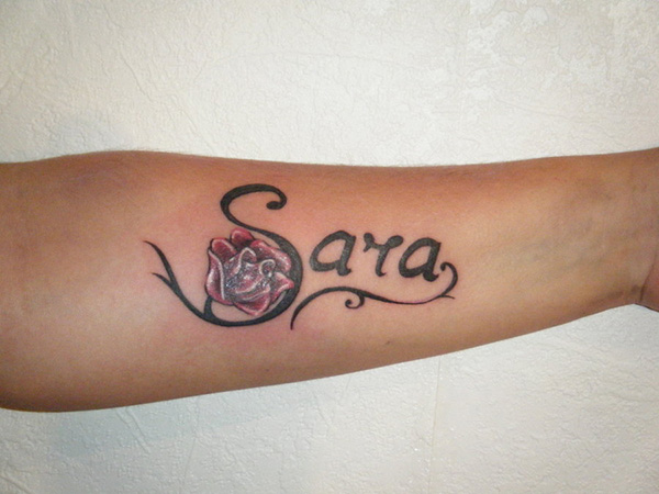 Sara Name Tattoo Design with Flower