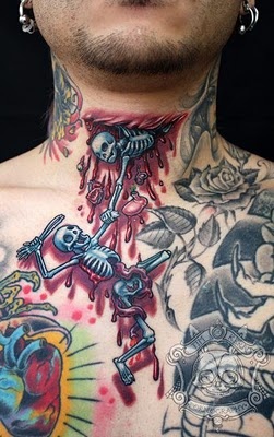 Skelleton neck tattoo ideas for men