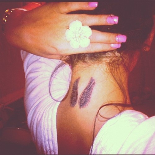 Angel wings tattoo designs - neck tattoos for girls