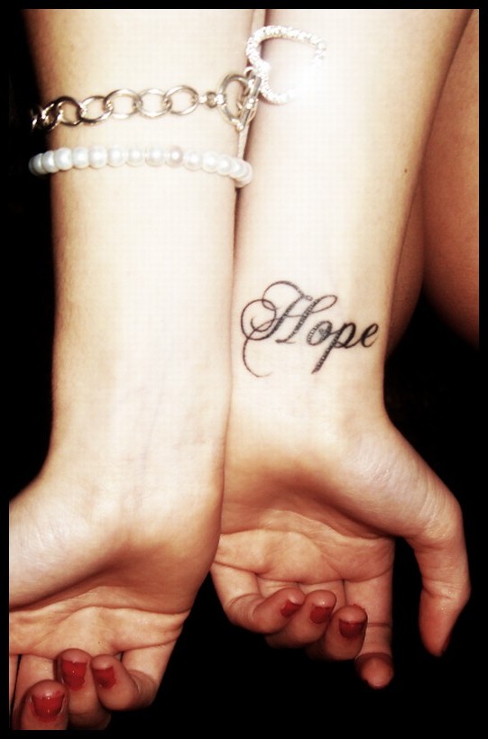 Inspirational word tattoo on wrist