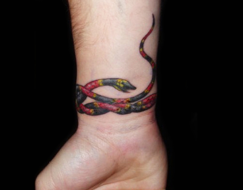 Wrist bracelet snake tattoo design for men