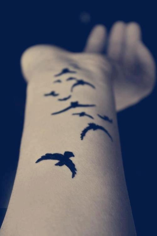 Flying birds wrist tattoo designs for girls