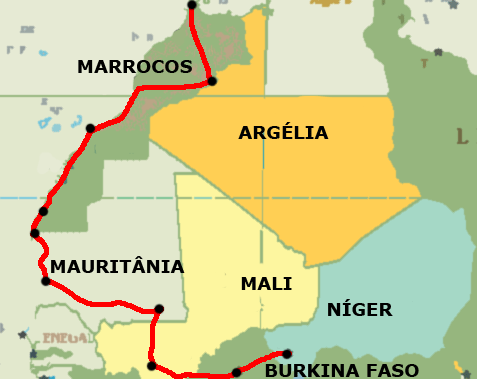 Mapa da Expedição Évora Niamey 2008