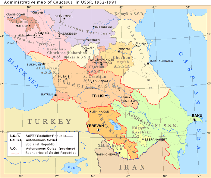 Mapa do Cáucaso
