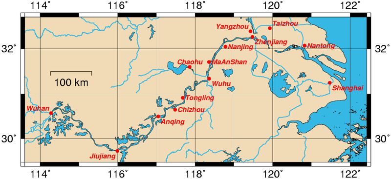 Mapa do Rio Yangtze
