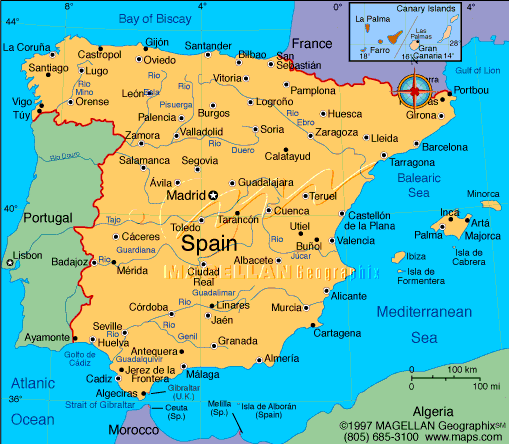 Mapa político de alta qualidade de espanha e portugal com