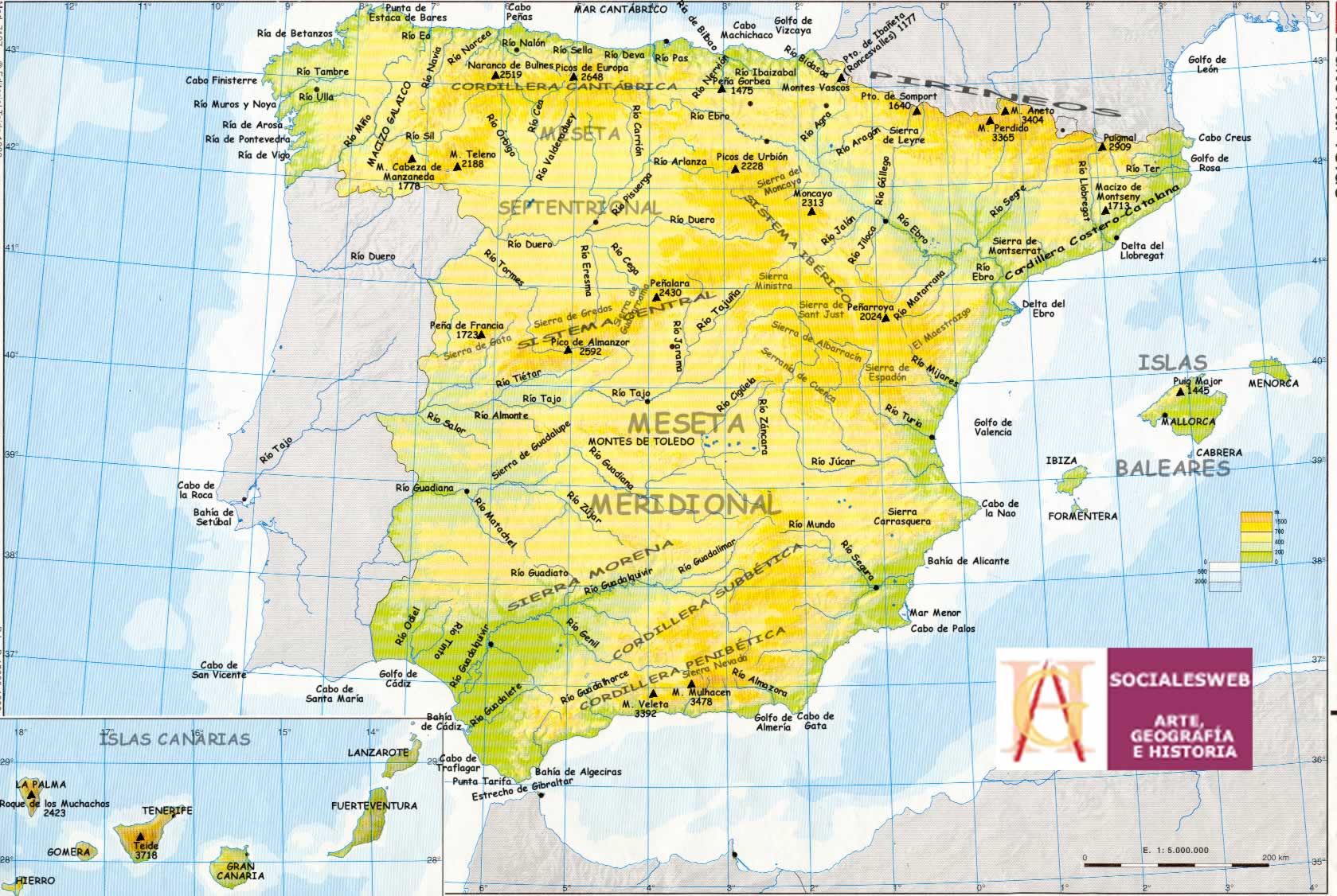 Mapa Geografico Espanha